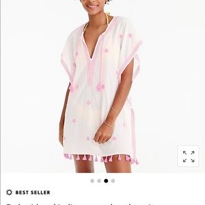 J. Crew Coverup Starry Beach Tunic White Pink NIP